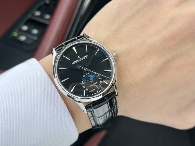 白壳 玫瑰金 满天星月相 Jaeger-Lecoultre Master Ultra Thin Moon积家超薄月相大师系列39Mm腕表 简洁的线条设计 赏心悦